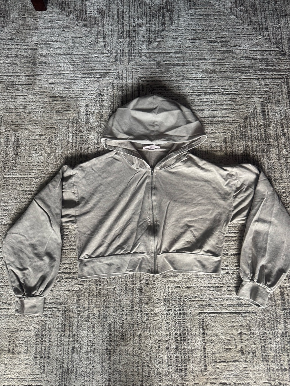 Light Gray Cropped Zip-Up Hoodie